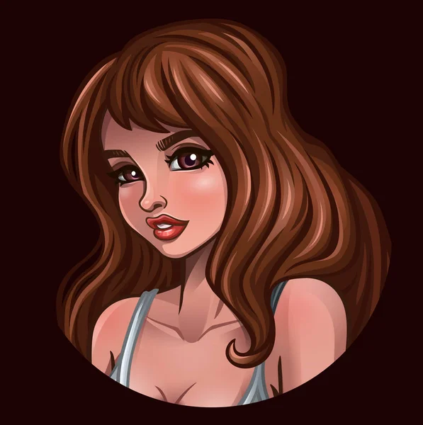 Portrait de belle fille aux cheveux bruns — Image vectorielle