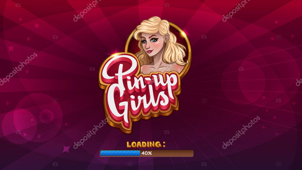 Loading screen for pin-up girls game. Vector illustration