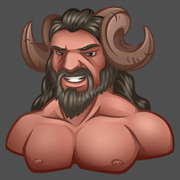 Portret van Satyr met hoorns — Stockvector