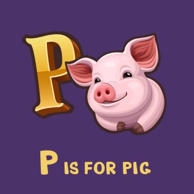 Çocuklar alfabe harfi P ve domuz