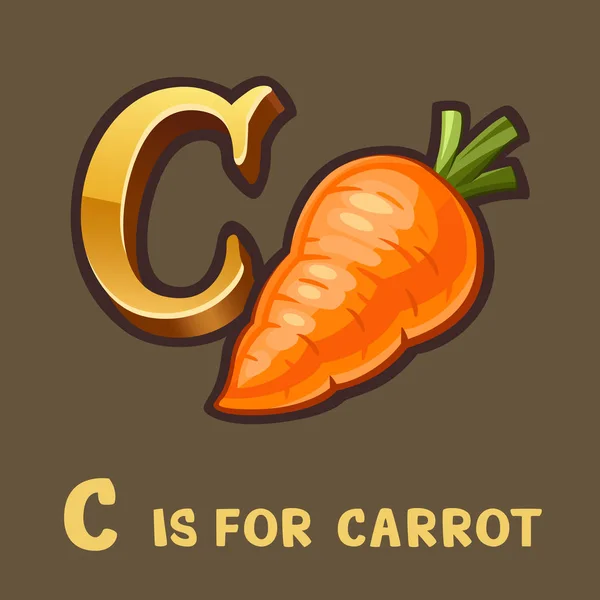Детский алфавит буква С и морковь — стоковый вектор