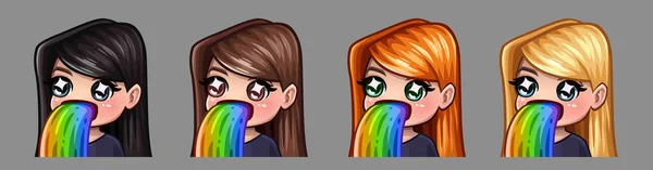 Emotion icons happy girl with rainbow for social networks and stickers
