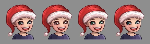 Emotion icons happy boy with holiday hat for social networks and stickers