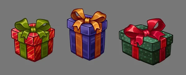 Iconen met drie cadeaus — Stockvector