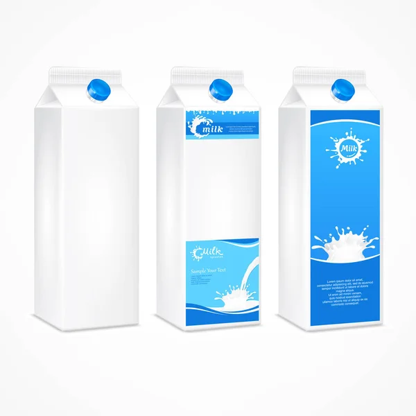 牛乳パッケージ セット — ストックベクタ