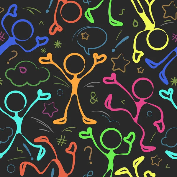 Stick figures motif de couleur — Image vectorielle