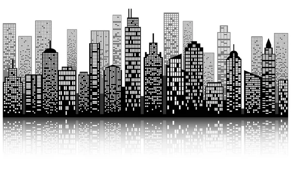Skyline cidade moderna com sombra — Vetor de Stock