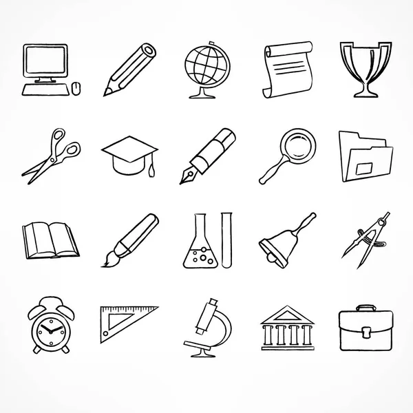 Set of linear school icons on white — Stock Vector