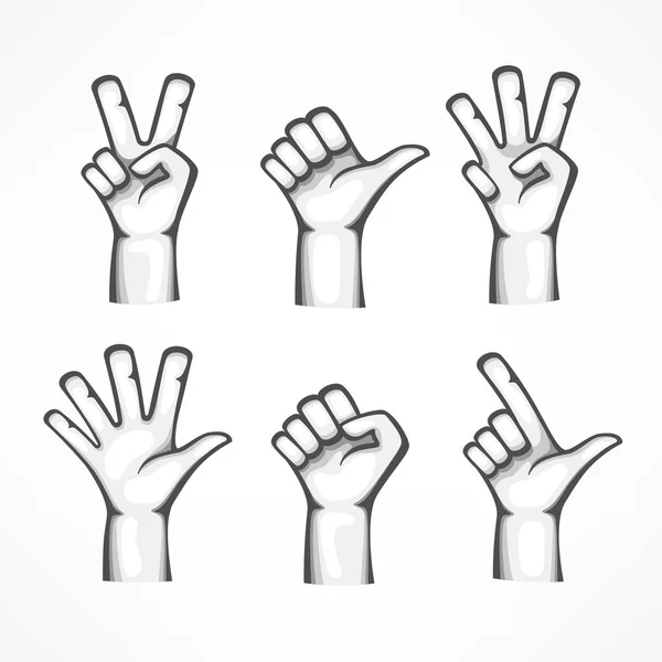 Χειρονομίες του ανθρώπινα χέρια που απομονώνονται σε λευκό φόντο — Διανυσματικό Αρχείο