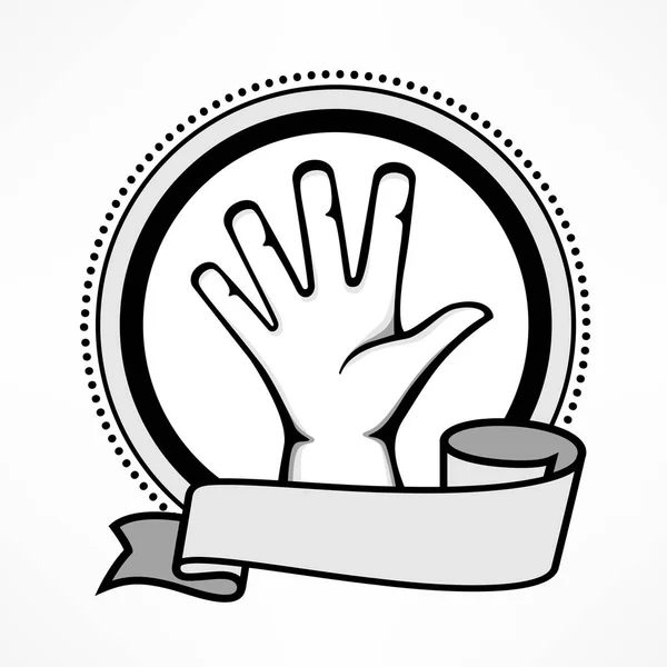 Ετικέτα με χειρονομίες ανθρώπινο χέρι — Διανυσματικό Αρχείο