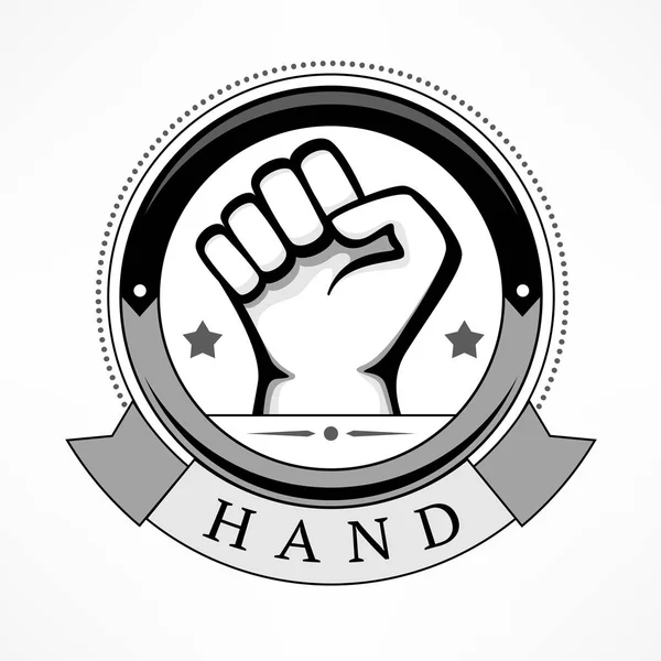 Метка с зазубренным передним жестом человеческая рука — стоковый вектор