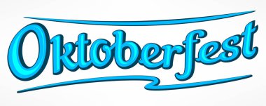 Oktoberfest afiş el kroki mavi yazı ile. Vektör çizim.