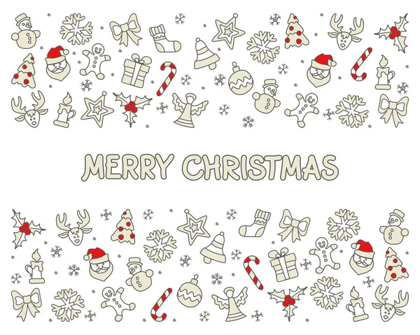 Merry Christmas icons card — Stock Vector