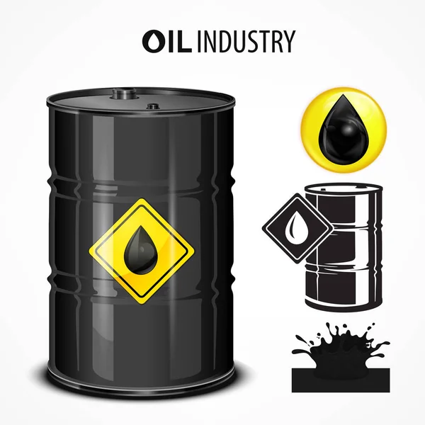 Petróleo barril industrial, amarelo — Vetor de Stock