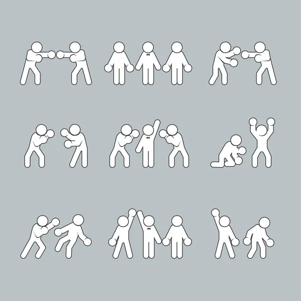 Boxing stick figures on grey — Stock Vector