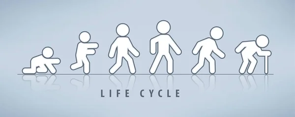 Ciclo de vida e processo de envelhecimento em cinza — Vetor de Stock