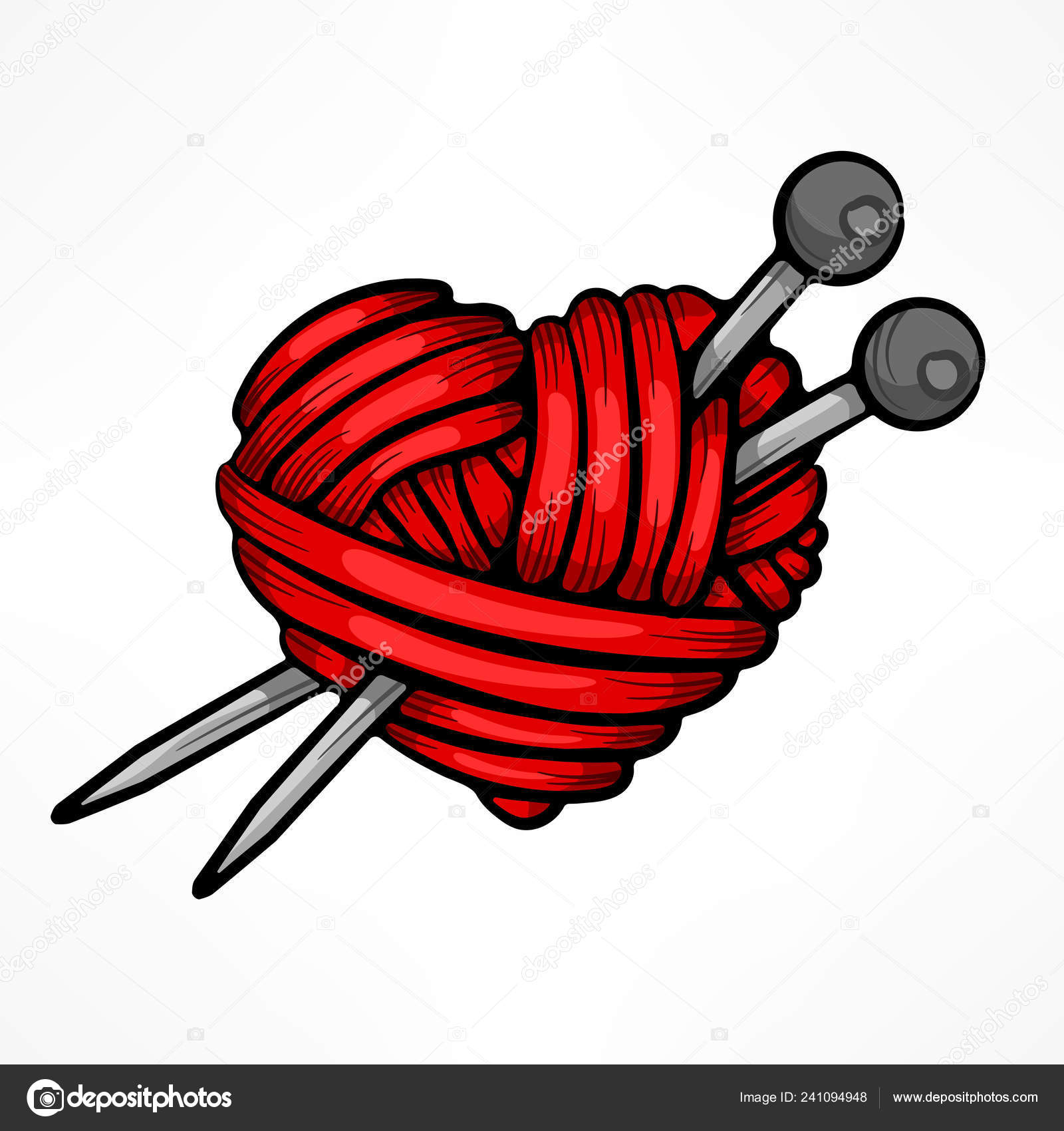 Heart Made Red Wool Yarn Knitting Needles Vector Illustration Valentines Stock  Vector by ©creatOR76 241094948