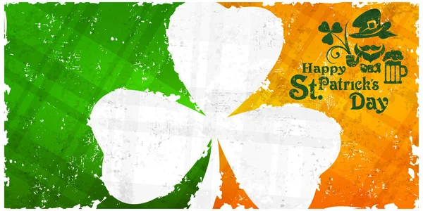St Patricks day pattern with shamrock on flag background text. — Stock Vector