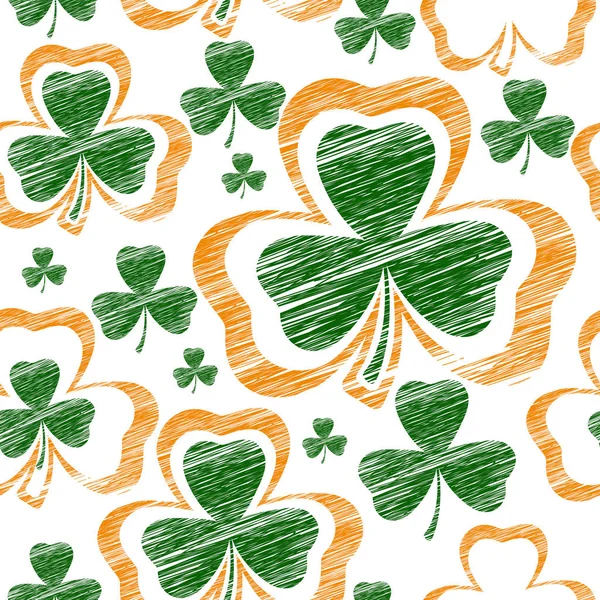 St Patrick day seamless background with shamrock. Vector. — Stock Vector