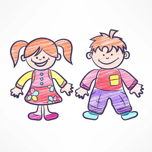 Happy color cartoon children. Vector illustration.