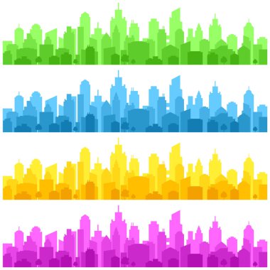 Beyaz renk şehir manzarası. Vektör çizim.