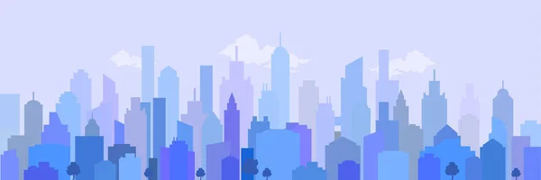 Het landschap van de stad in blauw. Vector illustratie. — Stockvector