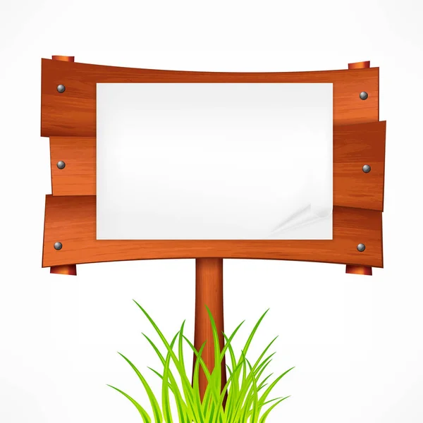 Wooden sign board on a stick. Vector illustration. — 스톡 벡터