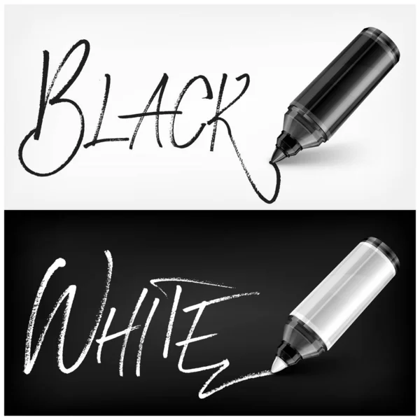 Fieltro punta pluma garabateada tipo blanco y negro — Vector de stock