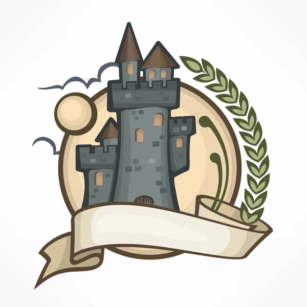 Färg runda slott logo emblem Royaltyfria illustrationer