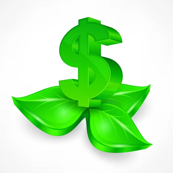 Símbolo dólar verde — Vector de stock