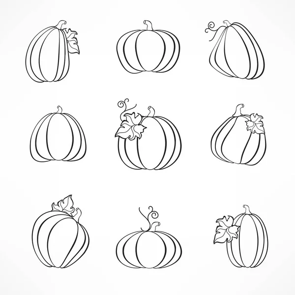 Linear pumpkin set — Stock Vector