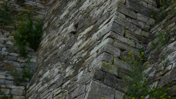Alte Steinmauer in einer alten Burg — Stockvideo