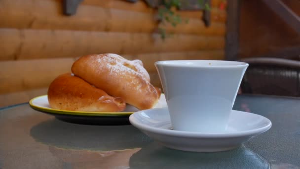 Strudel de semente de papoula em uma chapa — Vídeo de Stock