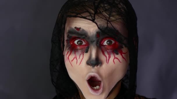 Mujer maquillada. Imagen de Halloween . — Vídeo de stock