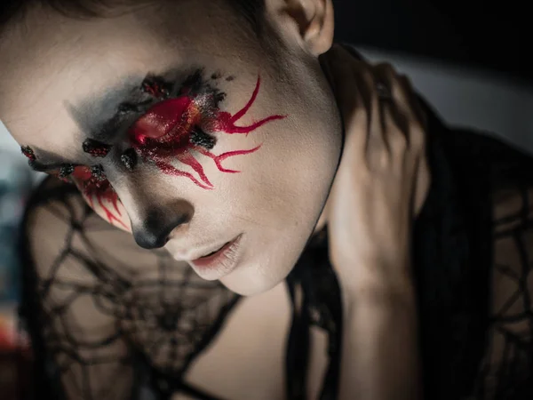 Portrait of a female vampire over black background — Stock Photo, Image