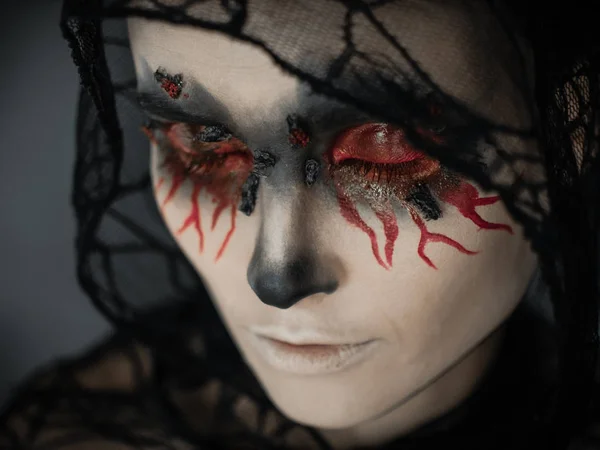 Portrait of a female vampire over black background — Stock Photo, Image