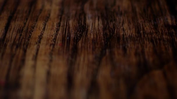 Carpenter covers the mordant plaque on dry wood, accelerated shooting. — Stock Footage Carpenter covers the mordant plaque on dry wood, accelerated shooting. Stock Footage