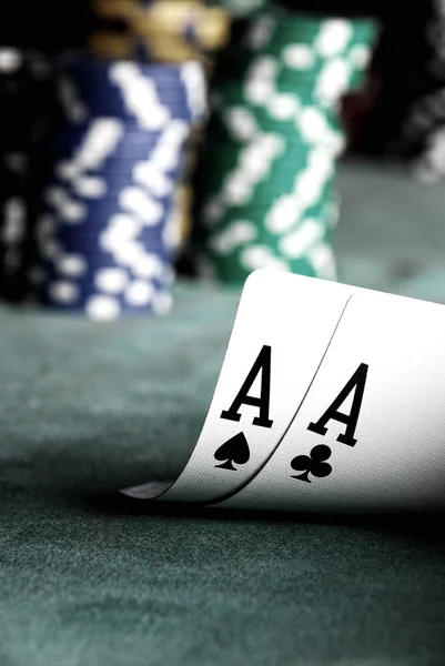 Aces  with blurry chips — Stock Photo, Image