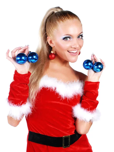 Portrait of beautiful sexy girl wearing santa claus clothes — Stock Photo, Image