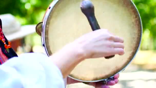 Играя на украинских музыкальных инструментах — стоковое видео