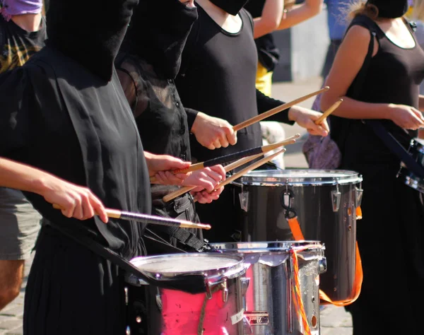 Drummers at a rally or strike