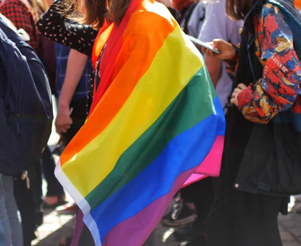 Bandera Del Orgullo Lgbt Desfile — Foto de Stock