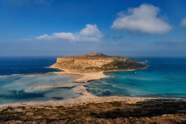 Balos lagün adada Crete, Yunanistan. Kristal berraklığında su Balos Beach