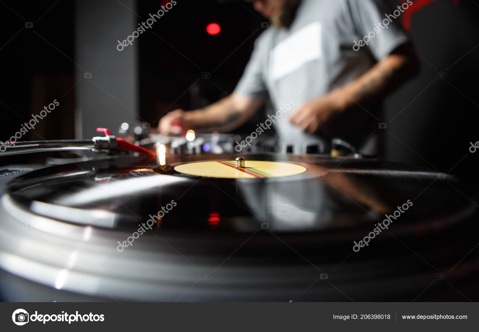 Professional Turntable Records Player Close Disc Jockey Mixing Music Background Stock Photo By C Hurricanehank