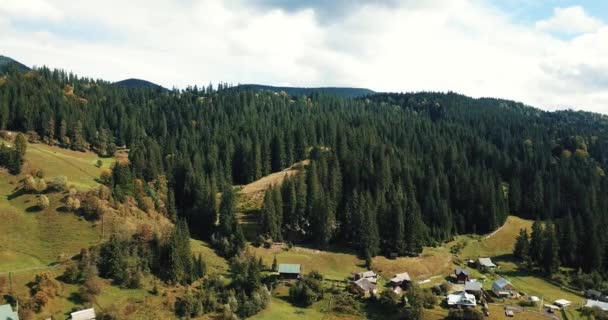 Belles Images Drone Petite Ville Forestière Dans Ouest Ukraine Entourée — Video