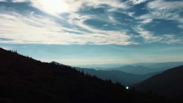 Beau Coucher Soleil Dans Les Montagnes Des Carpates Soleil Couche — Video