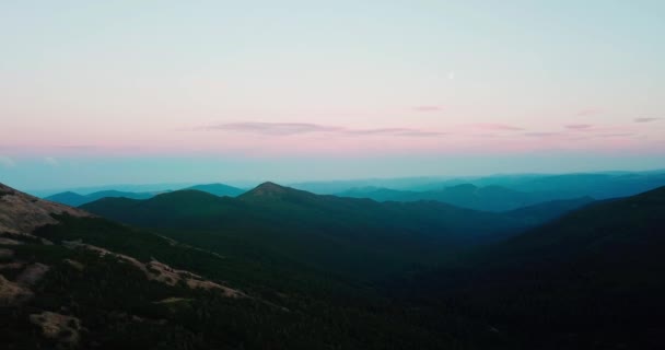 Piękny Zachód Słońca Karpatach Zachodzie Słońca Nad Horyzontem Karpatach Popularnym — Wideo stockowe