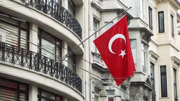 Istanbul Turquía Mayo 2018 Bandera Nacional Turquía Más Halagadora Poste — Vídeos de Stock