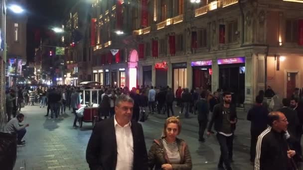 Istanbul Turkey People Walking Street Night — Stock Video