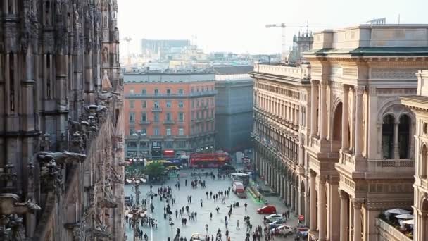 Mailand Italien Oktober 2018 Wunderschöner Domplatz Mit Statue Des Siegreichen — Stockvideo